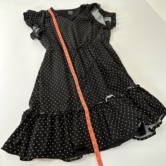 Gap Heart Ruffle Dress Small Tall Womens Hearts Black White Tie Wais Tiered - Picture 14 of 16